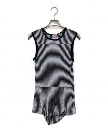 AIME TRICOT by MAUCHAUFFEE（エム トリコ バイ モーショッフェ）の古着「ノースリーブボーダーカットソー」｜ホワイト×ブラック
