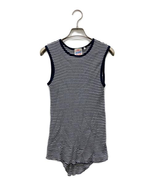 AIME TRICOT by MAUCHAUFFEE（エム トリコ バイ モーショッフェ）aime tricot by Mauchauffee (エム トリコ バイ モーショッフェ) ノースリーブボーダーカットソー ホワイト×ブラックの古着・服飾アイテム