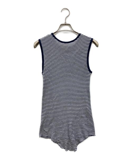 AIME TRICOT by MAUCHAUFFEE（エム トリコ バイ モーショッフェ）aime tricot by Mauchauffee (エム トリコ バイ モーショッフェ) ノースリーブボーダーカットソー ホワイト×ブラックの古着・服飾アイテム