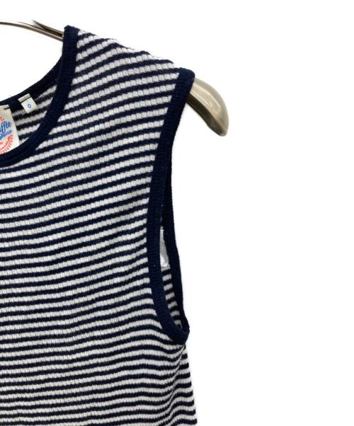 AIME TRICOT by MAUCHAUFFEE（エム トリコ バイ モーショッフェ）aime tricot by Mauchauffee (エム トリコ バイ モーショッフェ) ノースリーブボーダーカットソー ホワイト×ブラックの古着・服飾アイテム