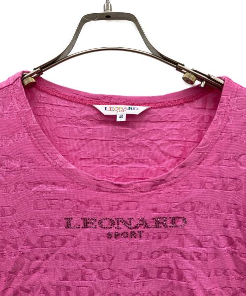 LEONARD SPORT（レオナール スポーツ）LEONARD SPORT (レオナール スポーツ) ラインストーン総柄Tシャツ ピンク サイズ:40の古着・服飾アイテム