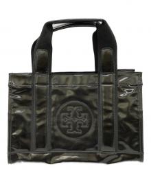 TORY BURCH（トリーバーチ）の古着「エナメルトートバッグ」｜ブラック