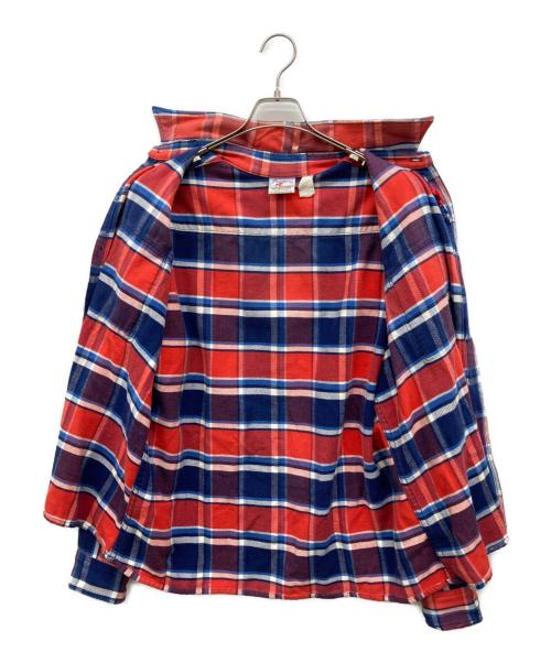 Prentiss（プレンティス）Prentiss (プレンティス) 80s フランネルシャツ レッド×ブルー サイズ:LARGE TALLの古着・服飾アイテム