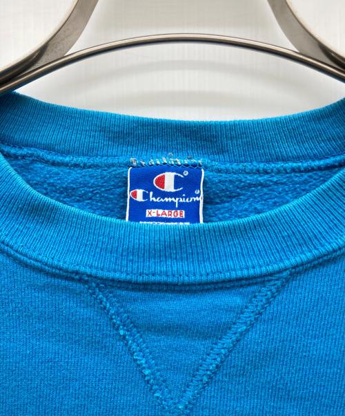 Champion（チャンピオン）Champion (チャンピオン) 前Vガゼットプリントスウェット ブルー サイズ:X-LARGEの古着・服飾アイテム