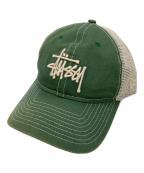 stussy×New Eraステューシー×ニューエラ）の古着「ロゴ刺繍キャップ」｜グリーン