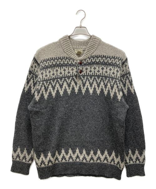 L.L.Bean（エルエルビーン）L.L.Bean (エルエルビーン) ヘンリーネックラムウールニット グレー サイズ:XL-REGの古着・服飾アイテム