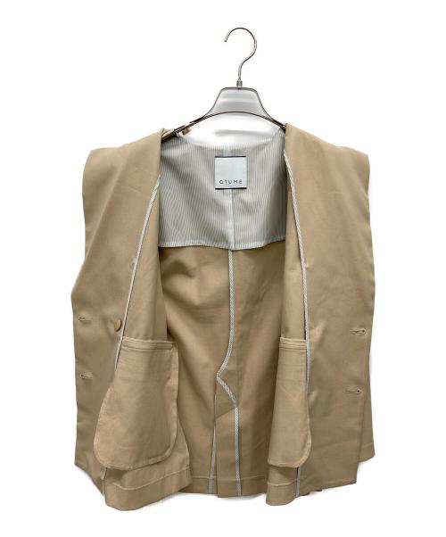 QTUME（クチューム）QTUME (クチューム) ダブル金釦テーラードジャケット ベージュ サイズ:38の古着・服飾アイテム