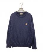maison kitsuneメゾンキツネ）の古着「クルーネックニット セーター」｜ネイビー