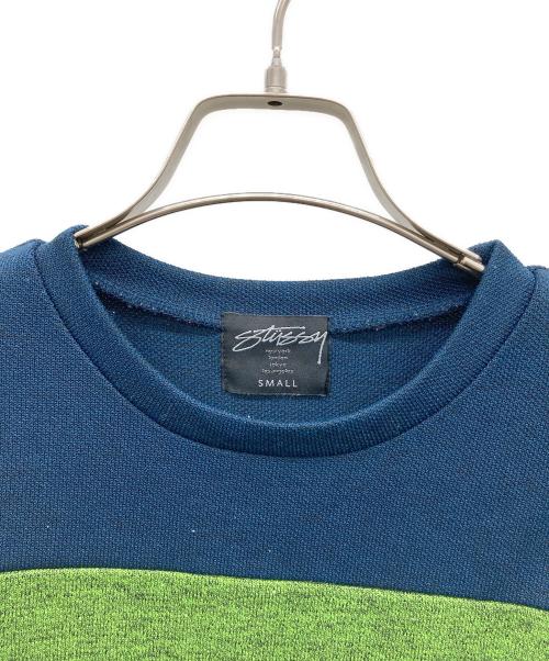 stussy（ステューシー）stussy (ステューシー) マルチカラーニット ネイビー×グリーン サイズ:SMALLの古着・服飾アイテム