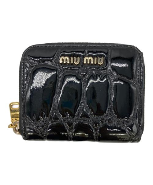 MIU MIU（ミュウミュウ）MIU MIU (ミュウミュウ) クロコ型押しコインケース ALLIGATOR CIRE' ブラックの古着・服飾アイテム