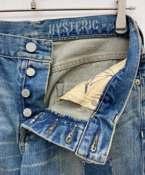 Hysteric Glamour（ヒステリックグラマー）Hysteric Glamour (ヒステリックグラマー) スクエアウインドウリメイク スリムストレートデニムパンツ インディゴ サイズ:30の古着・服飾アイテム