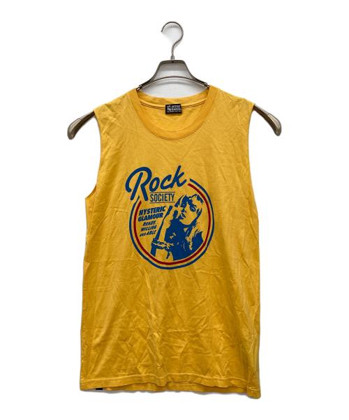 Hysteric Glamour（ヒステリックグラマー）Hysteric Glamour (ヒステリックグラマー) ROCK SOCIETY ノースリーブ イエロー サイズ:FREEの古着・服飾アイテム