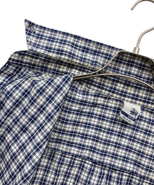 stussy（ステューシー）stussy (ステューシー) 半袖チェックシャツ ネイビー サイズ:Ｍの古着・服飾アイテム