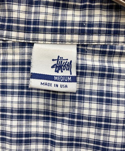 stussy（ステューシー）stussy (ステューシー) 半袖チェックシャツ ネイビー サイズ:Ｍの古着・服飾アイテム