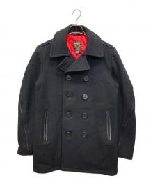 Schott（ショット）の古着「レザーパイピングPコート」｜ネイビー