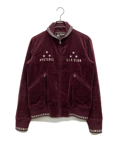 Hysteric Glamour（ヒステリックグラマー）Hysteric Glamour (ヒステリックグラマー) 刺繍ロゴベロアスカジャン レッド サイズ:FREEの古着・服飾アイテム