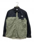 THE NORTH FACEザ ノース フェイス）の古着「L/S Nuptse Shirt」｜ブラック×カーキ