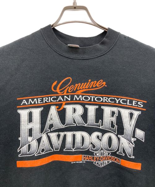 HARLEY-DAVIDSON（ハーレーダビッドソン）HARLEY-DAVIDSON (ハーレーダビッドソン) クルーネックスウェット ブラック サイズ:Lの古着・服飾アイテム