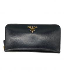 PRADA（プラダ）の古着「ラウンドファスナー長財布 ヴィッテロムーブ」｜ブラック