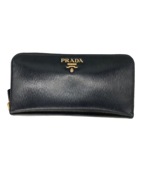 PRADA（プラダ）PRADA (プラダ) ラウンドファスナー長財布 ヴィッテロムーブ ブラックの古着・服飾アイテム