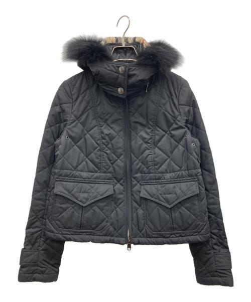 BURBERRY LONDON（バーバリーロンドン）BURBERRY LONDON (バーバリーロンドン) フーデッドキルティングダブルジップショートジャケット ブラック サイズ:38の古着・服飾アイテム