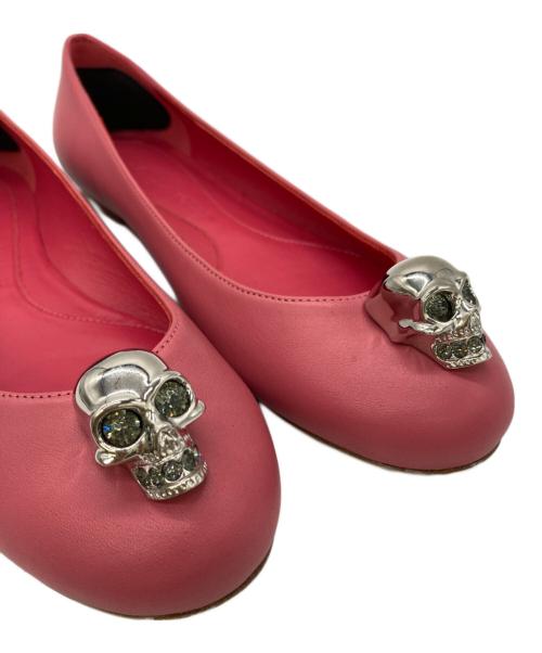 ALEXANDER McQUEEN（アレキサンダーマックイーン）ALEXANDER McQUEEN (アレキサンダーマックイーン) LEATHER SKULL BALLERINAS ピンク サイズ:39の古着・服飾アイテム