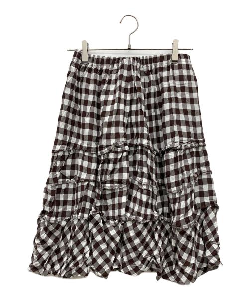 tricot COMME des GARCONS（トリココムデギャルソン）tricot COMME des GARCONS (トリココムデギャルソン) ギンガムチェックフレアスカート ブラック×ホワイト サイズ:なしの古着・服飾アイテム