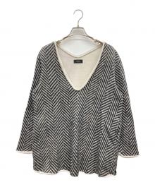UNDERCOVER（アンダーカバー）の古着「ヘリンボーンVネックトップス」｜ブラック