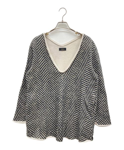 UNDERCOVER（アンダーカバー）UNDERCOVER (アンダーカバー) ヘリンボーンVネックトップス ブラック サイズ:1の古着・服飾アイテム