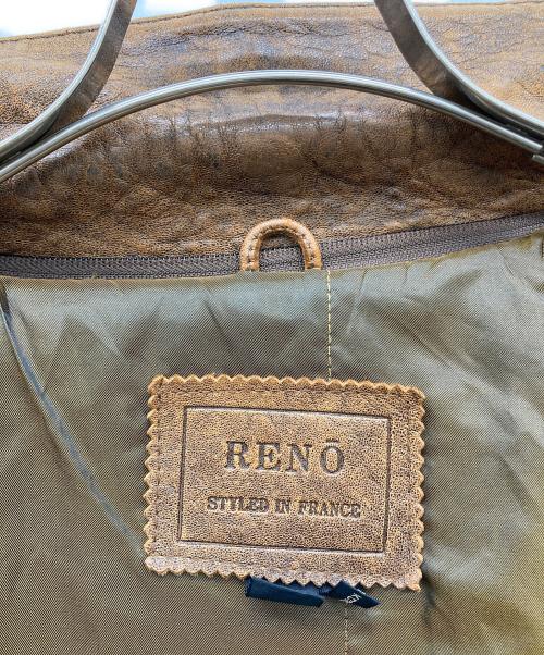 RENO（レノ）RENO (レノ) ラムレザーフライトジャケット ブラウン サイズ:Lの古着・服飾アイテム