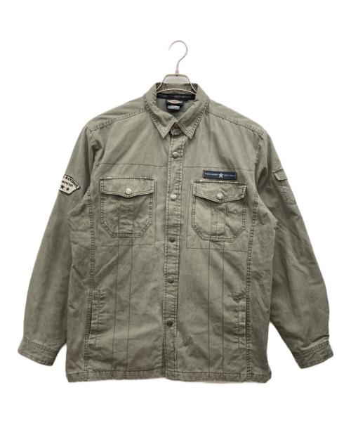 HARLEY-DAVIDSON（ハーレーダビッドソン）HARLEY-DAVIDSON (ハーレーダビッドソン) ダメージ加工ミリタリージャケット カーキ サイズ:Mの古着・服飾アイテム