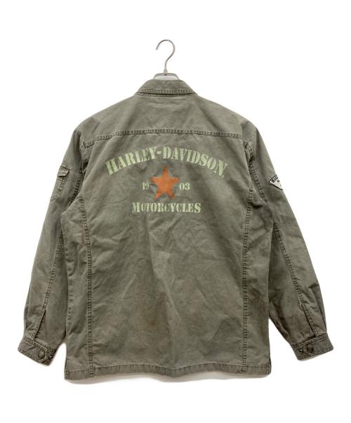 HARLEY-DAVIDSON（ハーレーダビッドソン）HARLEY-DAVIDSON (ハーレーダビッドソン) ダメージ加工ミリタリージャケット カーキ サイズ:Mの古着・服飾アイテム