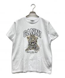GANNI（ガニー）の古着「Basic Jersey Leopard Relaxed T-shirt」｜ホワイト