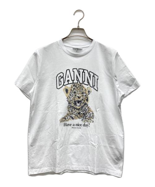 GANNI（ガニー）Ganni (ガニー) Basic Jersey Leopard Relaxed T-shirt ホワイト サイズ:Mの古着・服飾アイテム