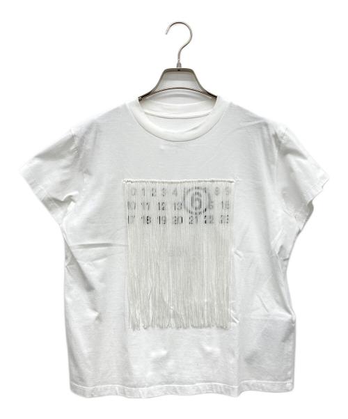 MM6 Maison Margiela（エムエムシックスメゾンマルジェラ）MM6 Maison Margiela (エムエムシックスメゾンマルジェラ) フリンジTシャツ ホワイト サイズ:L 未使用品の古着・服飾アイテム
