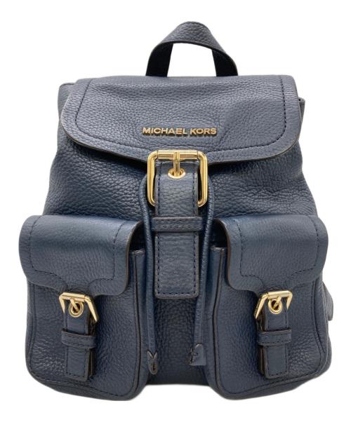 MICHAEL KORS（マイケルコース）MICHAEL KORS (マイケルコース) フラップ巾着レザーバック ネイビーの古着・服飾アイテム