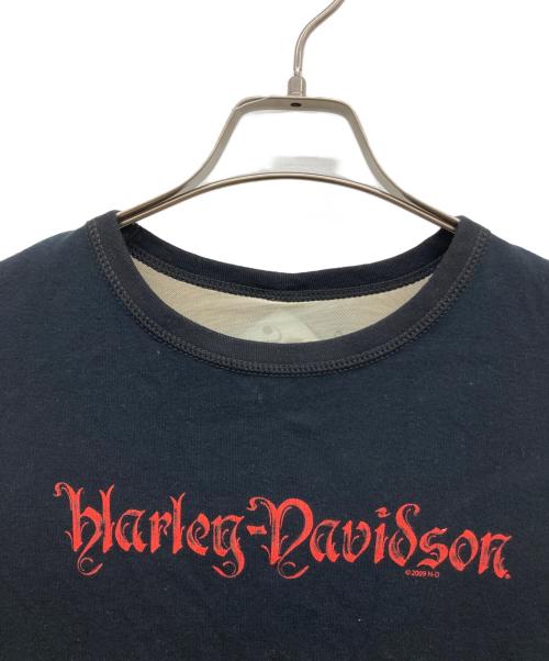 HARLEY-DAVIDSON（ハーレーダビッドソン）HARLEY-DAVIDSON (ハーレーダビッドソン) 00s スカルプリント長袖カットソー ブラック サイズ:Lの古着・服飾アイテム