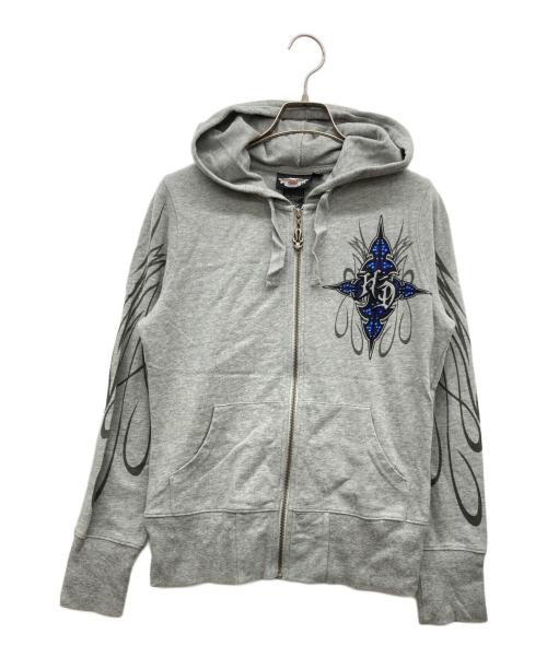 HARLEY-DAVIDSON（ハーレーダビッドソン）HARLEY-DAVIDSON (ハーレーダビッドソン) ジップパーカー ライトグレー サイズ:Sの古着・服飾アイテム