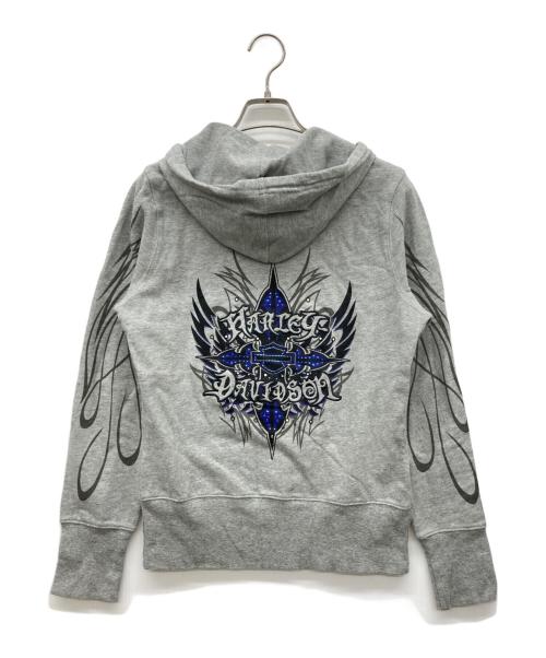 HARLEY-DAVIDSON（ハーレーダビッドソン）HARLEY-DAVIDSON (ハーレーダビッドソン) ジップパーカー ライトグレー サイズ:Sの古着・服飾アイテム