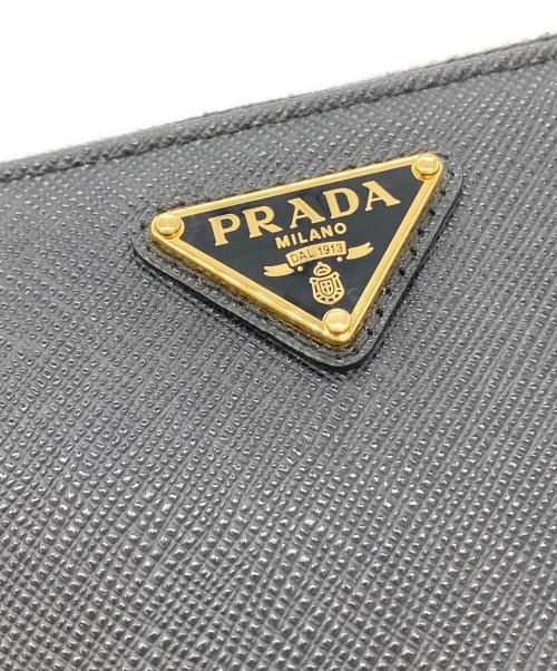 PRADA（プラダ）PRADA (プラダ) ラウンドファスナー長財布 サフィアーノ ブラックの古着・服飾アイテム