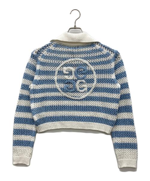 G/FORE（ジーフォア）G/FORE (ジーフォア) ストライプメッシュニットシャツ スカイブルー サイズ:XS 未使用品の古着・服飾アイテム