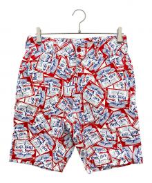 Hysteric Glamour（ヒステリックグラマー）の古着「HG LABEL柄 ショーツ」｜レッド×ホワイト