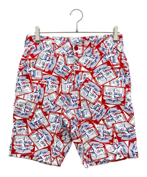 Hysteric Glamour（ヒステリックグラマー）Hysteric Glamour (ヒステリックグラマー) HG LABEL柄 ショーツ レッド×ホワイト サイズ:Sの古着・服飾アイテム