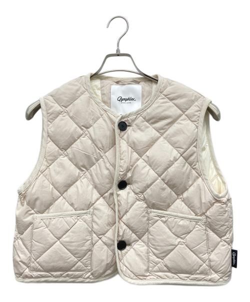 Gymphlex（ジムフレックス）Gymphlex (ジムフレックス) キルトダウン ショートベスト アイボリー サイズ:14の古着・服飾アイテム