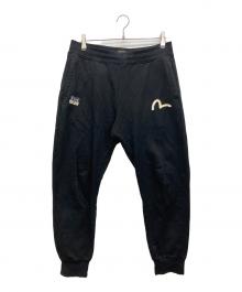 EVISU（エヴィス）の古着「Seagull and Handbrushed Daicock Print Regular Fit Sweatpants」｜ブラック