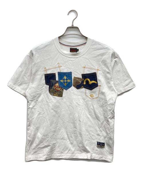 EVISU（エヴィス）EVISU (エヴィス) マルチポケットとマルチプリント リラックスフィットTシャツ ホワイト サイズ:Ｓ 170/100Cの古着・服飾アイテム