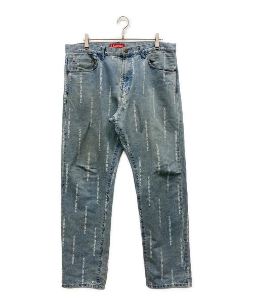 SUPREME（シュプリーム）Supreme (シュプリーム) Logo Stripe Jacquard Regular Jean インディゴ サイズ:W36の古着・服飾アイテム