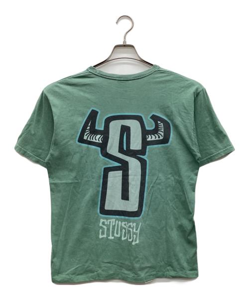 stussy（ステューシー）stussy (ステューシー) プリントTシャツ ミントグリーン サイズ:Mの古着・服飾アイテム