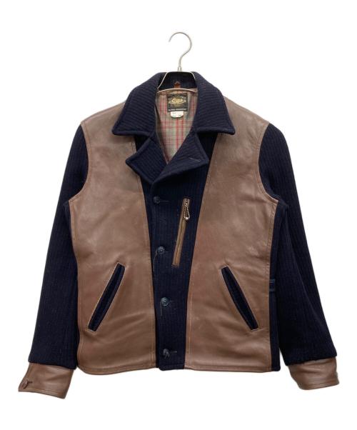 Joe McCOY（ジョーマッコイ）Joe McCOY (ジョーマッコイ) バガボンドジャケット ネイビー×ブラウン サイズ:36の古着・服飾アイテム