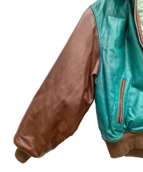 AVIREX（アヴィレックス）AVIREX (アヴィレックス) STADIUM JACKET グリーン×ブラウン サイズ:Mの古着・服飾アイテム